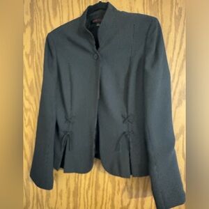 Annie Klein Jacket/Blazer Size 8 Blk/why Dot Design. Fulled lined Tie details